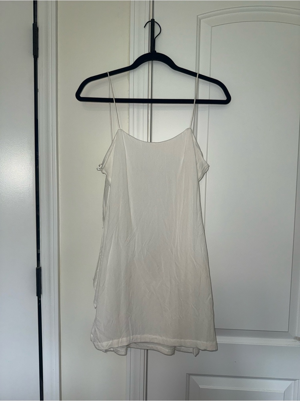 Cotton Candy White Mini Slip Dress with Spaghetti Straps